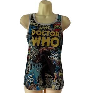 Doctor Who Ripple Junction Blue Graphic Comic Print Tank Top Size Small